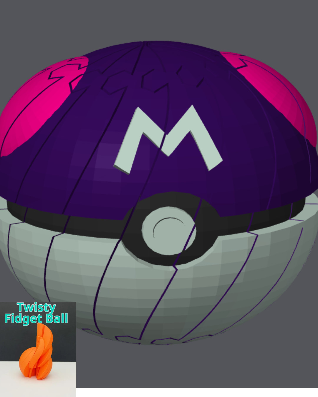 5-pack Pokemon Pokéball slime fidget toy, purple with pink accents, Bryans3dPrints
