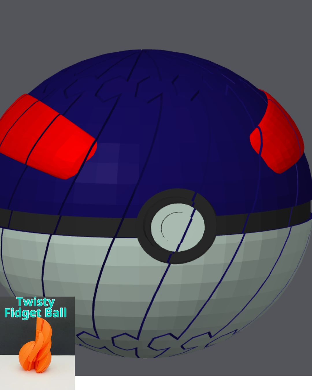5-pack Pokemon Pokéball slime fidget and twisty orange fidget ball by Bryans3dPrints; blue top with red patches, toy.