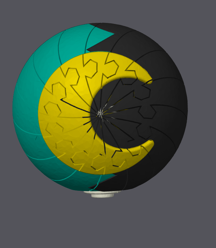 Moon Ball Pokeball twisty slime fidget toy, teal, yellow, and black, 1 piece