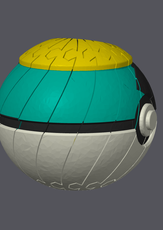 Moon Ball Pokeball twisty slime fidget toy yellow teal gray Bryans3dPrints