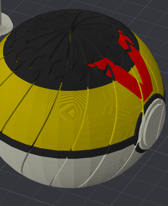 Level Ball Pokemon Pokéball Twisty Slime Fidget by Bryans3dPrints, yellow and black sphere with gray base.