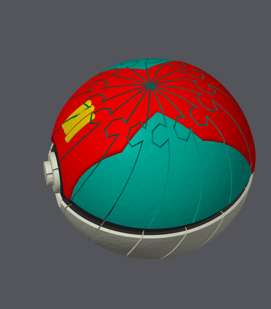 Lure Ball Pokeball Twisty Slime Fidget toy, red and teal halves with crack pattern