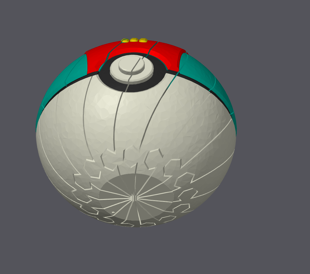 Lure Ball Pokeball Twisty Slime fidget toy, red/teal cap and white body, Bryans3dPrints.