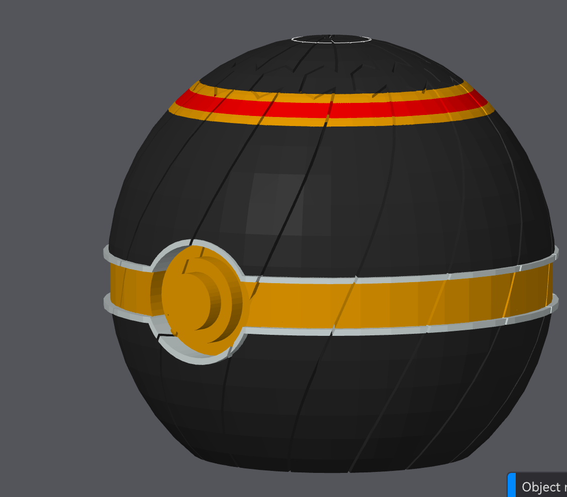 Luxury Ball Pokeball Twisty Slime Fidget by Bryans3dPrints; black sphere with orange band and silver ring