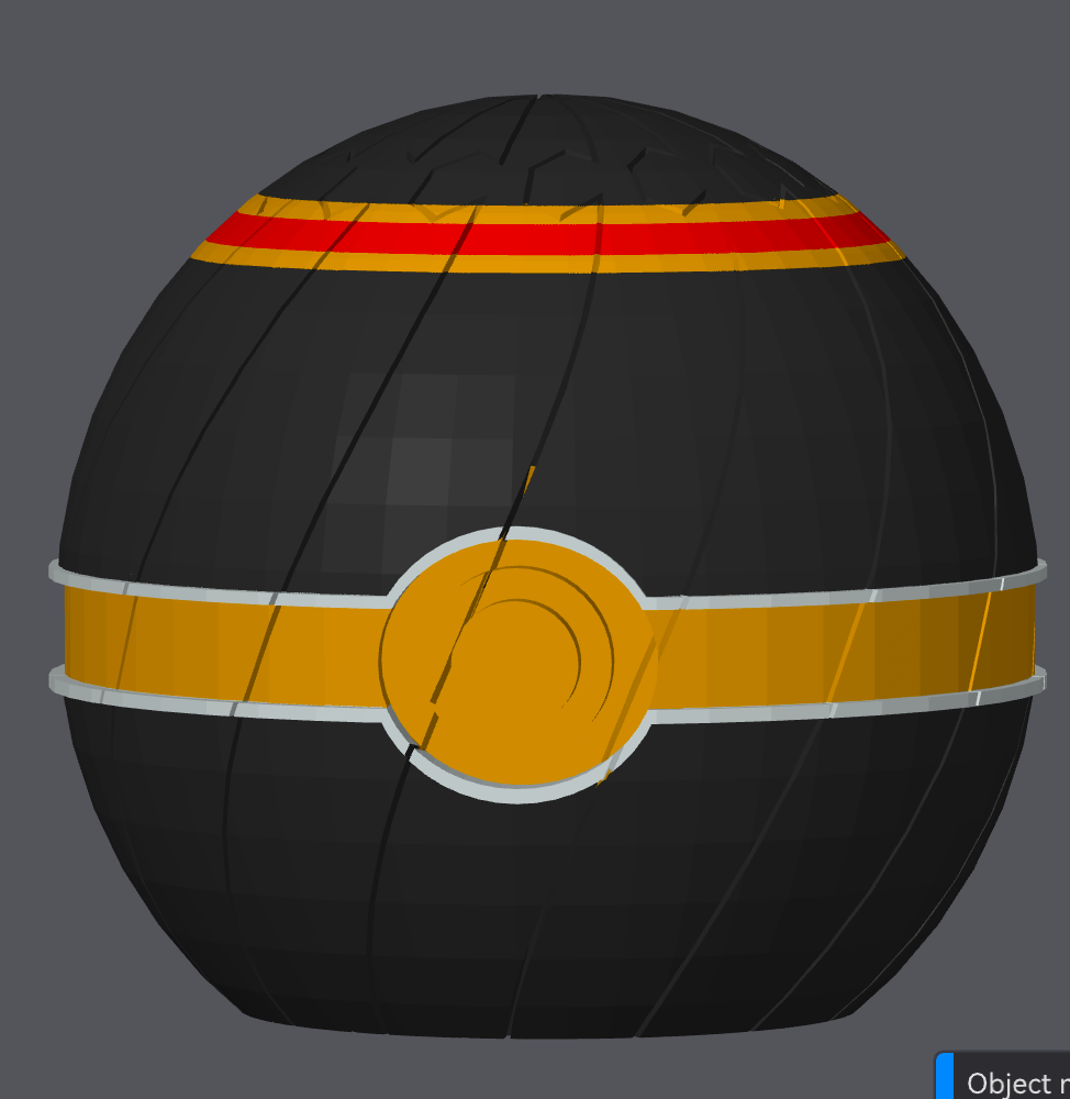 Luxury Ball Pokeball twisty slime fidget toy, black with orange belt band and central button