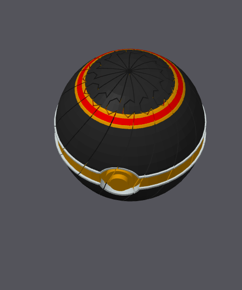 Pokeball twisty slime fidget toy by Bryans3dPrints, black ball with red and gold bands