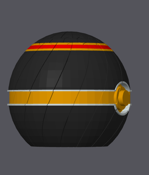 Luxury Ball Pokeball twisty slime fidget toy, black with orange-yellow bands.