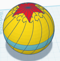 Pixar Ball Twisty Slime Fidget toy; yellow ball with blue band and red starburst.