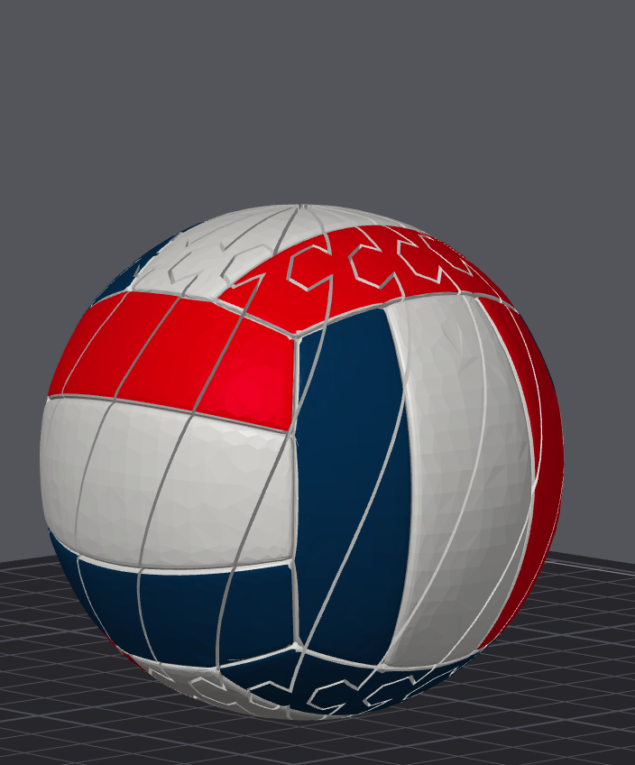Volleyball Twisty Slime Fidget toy, pocket-sized, red, white, and blue panels