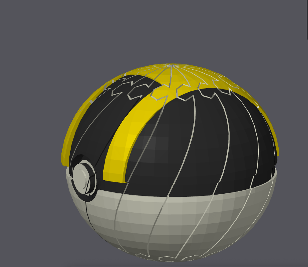 Ultra Ball Pokéball twisty slime fidget by Bryans3dPrints, yellow and black with gray bottom