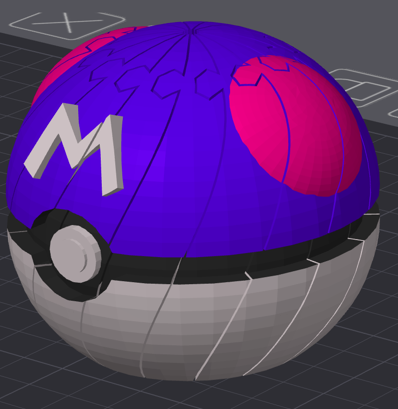 Master Ball Pokéball Twisty Slime Fidget by Bryans3dPrints, purple top and gray bottom Master Ball design