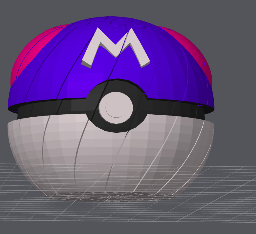 Master Ball Pokéball twisty slime fidget by Bryans3dPrints, purple and white activity toy