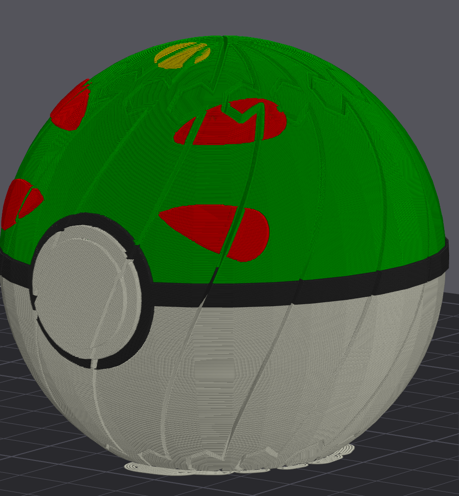 Friend Ball Pokemon Pokeball Twisty Slime Fidget, green top with red patches and gray bottom
