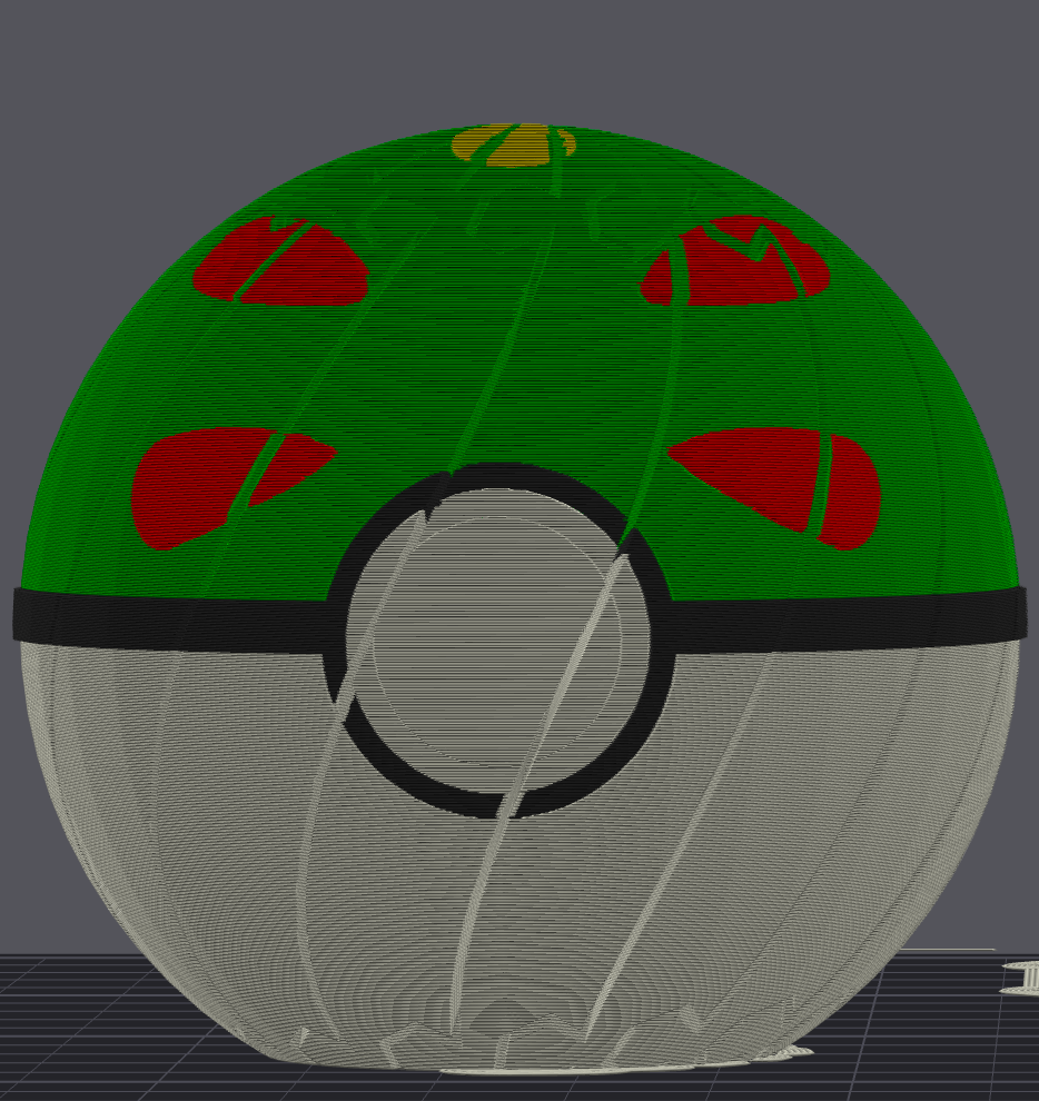Friend Ball Pokeball twisty slime fidget toy, green top gray bottom
