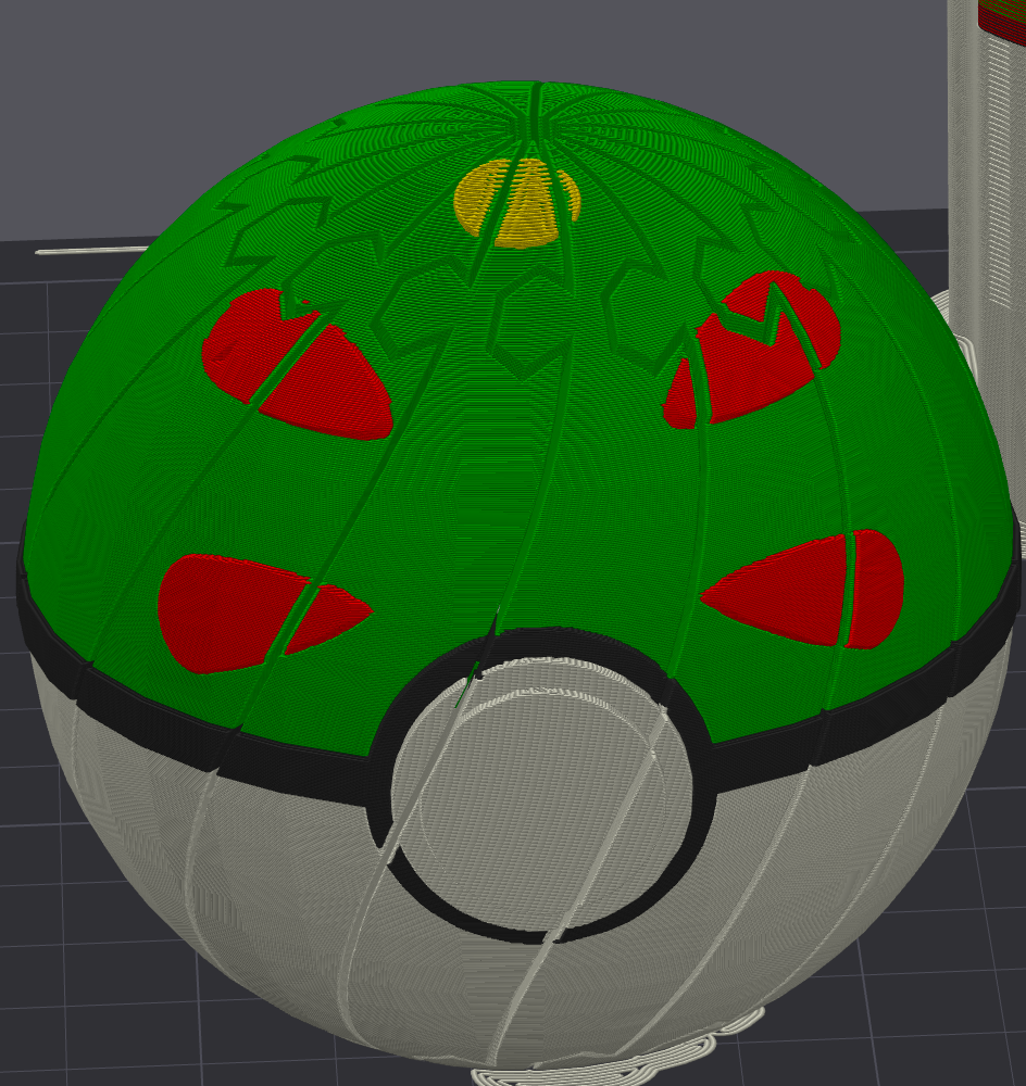 Friend Ball Pokeball Twisty Slime Fidget toy, green top with red accents and white bottom