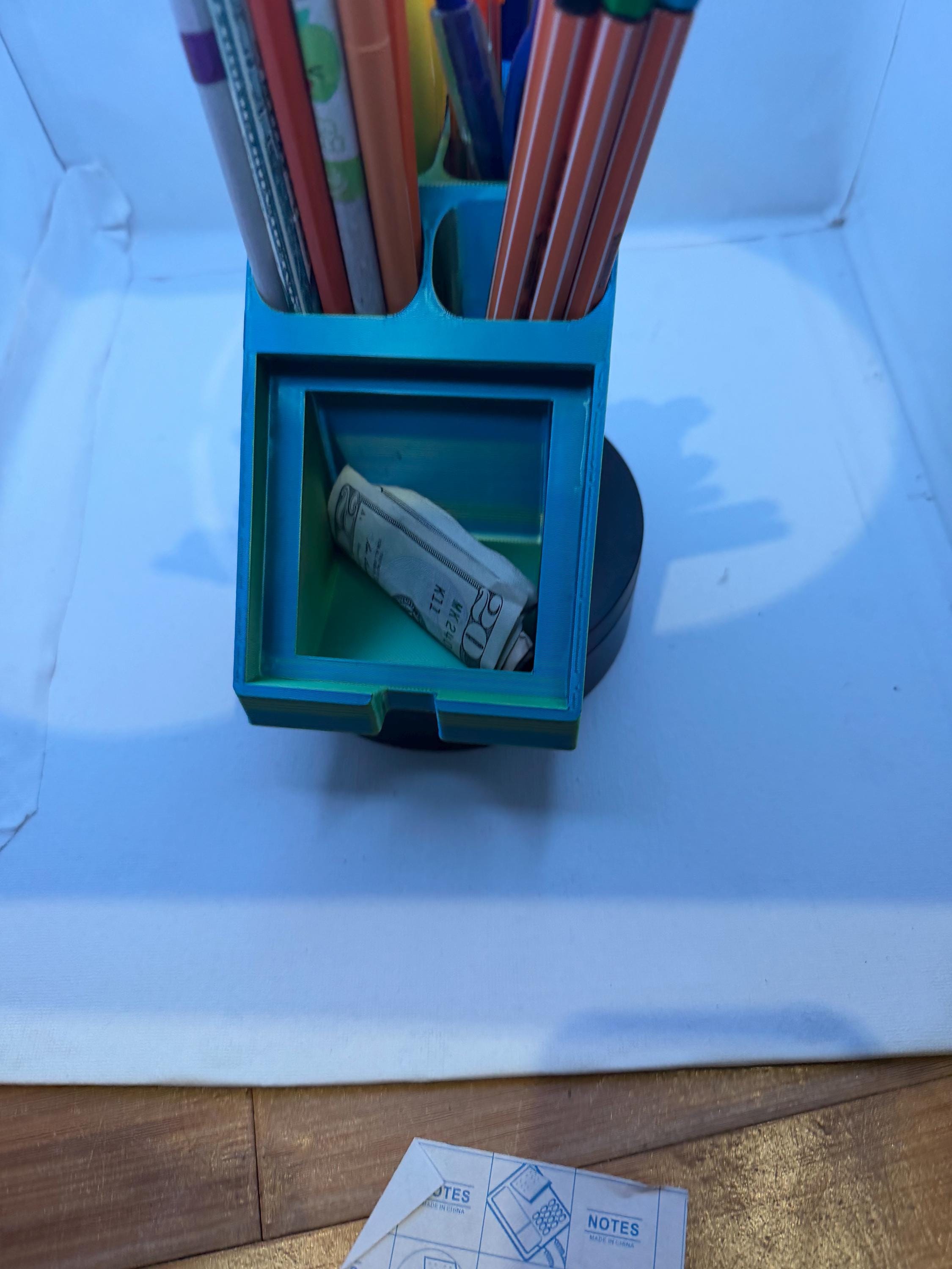 Hidden Money Sticky Note Holder | Secret Cash Compartment | Desk Organizer