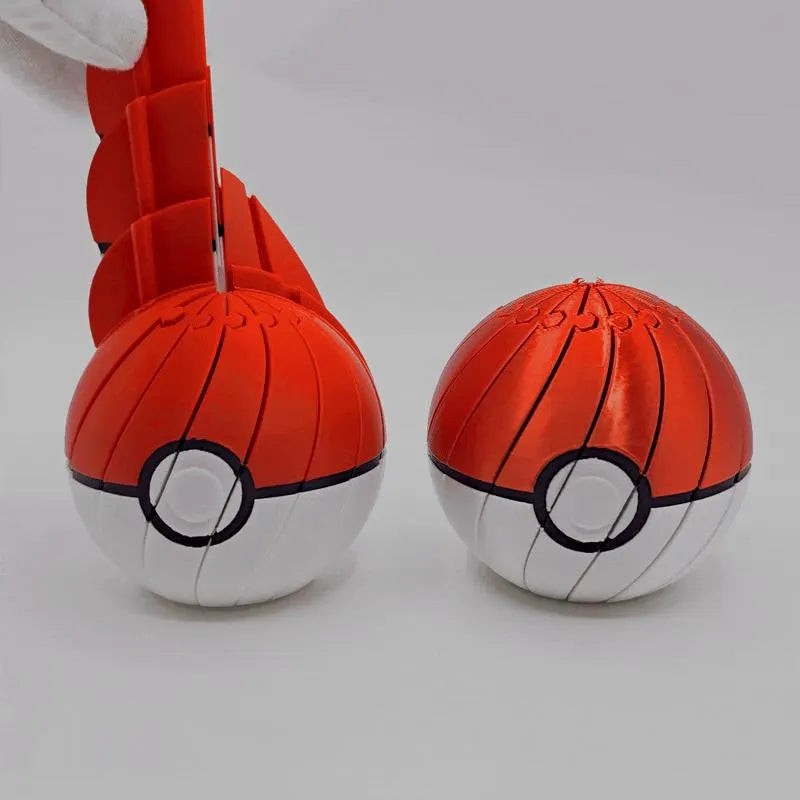 Bryans3dPrints Poké Ball slime fidget spheres, red top white bottom, 2 of the 5-pack